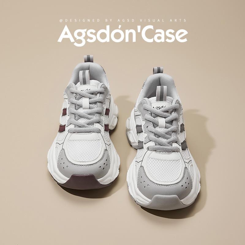 Августинские кроссовки на толстой подошве, серые, папины, женские, 2025, новые, летние, на мягкой подошве, легкие, для пеших прогулок, повседневные, спортивные