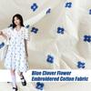100*150cm Exquisite Blue Flower Embroidery Fabric Literary Flower High-quality Cotton Fabric For Diy Shirts Bed Sheet Quilting