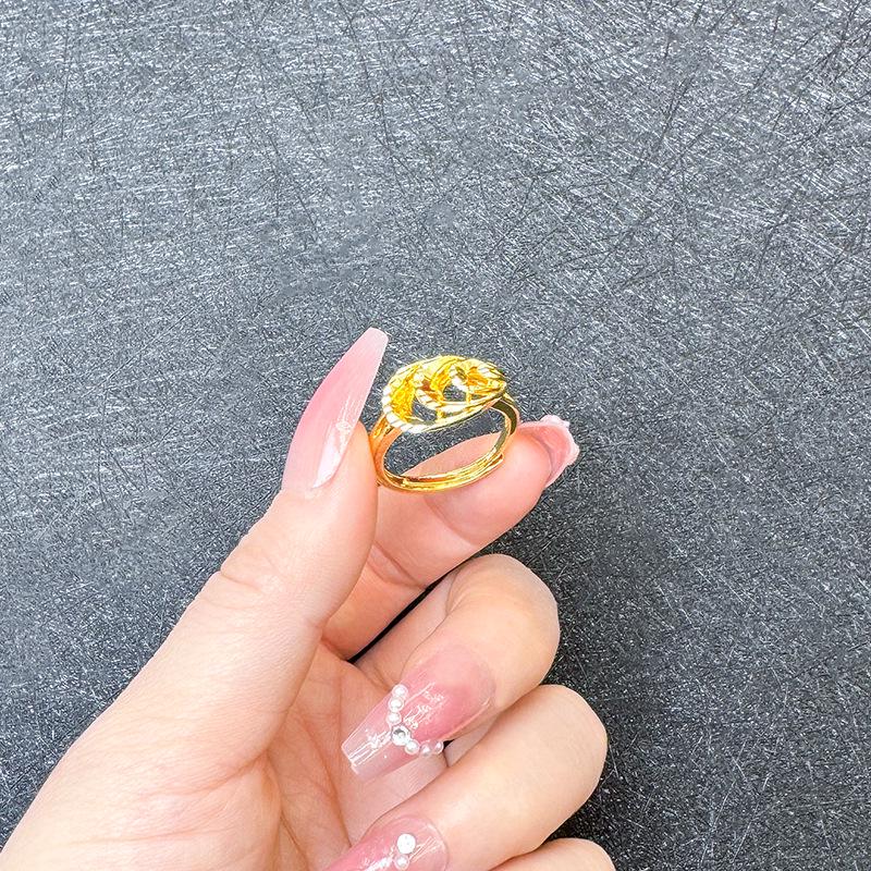 Кольцо с вьетнамским цветком из песочного золота для женщин, прочная имитация золота, смелое свадебное украшение для невесты.