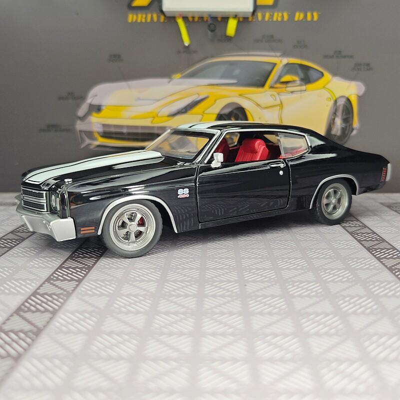 AABKB1 1:24 звуковых и световых эффекта Chevrolet Chevelle454 1970 сплав литая модель автомобиля рулевое управление детский игрушечный подарок для мальчика