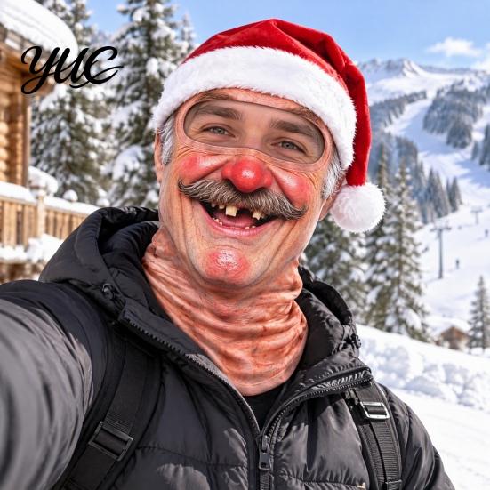 Funny Costume Mask Christmas Face Print Ski Mask, Winter Realistic Balaclava for Men Women, Windproof Full Cover Cycling Riding Snowboarding Unisex