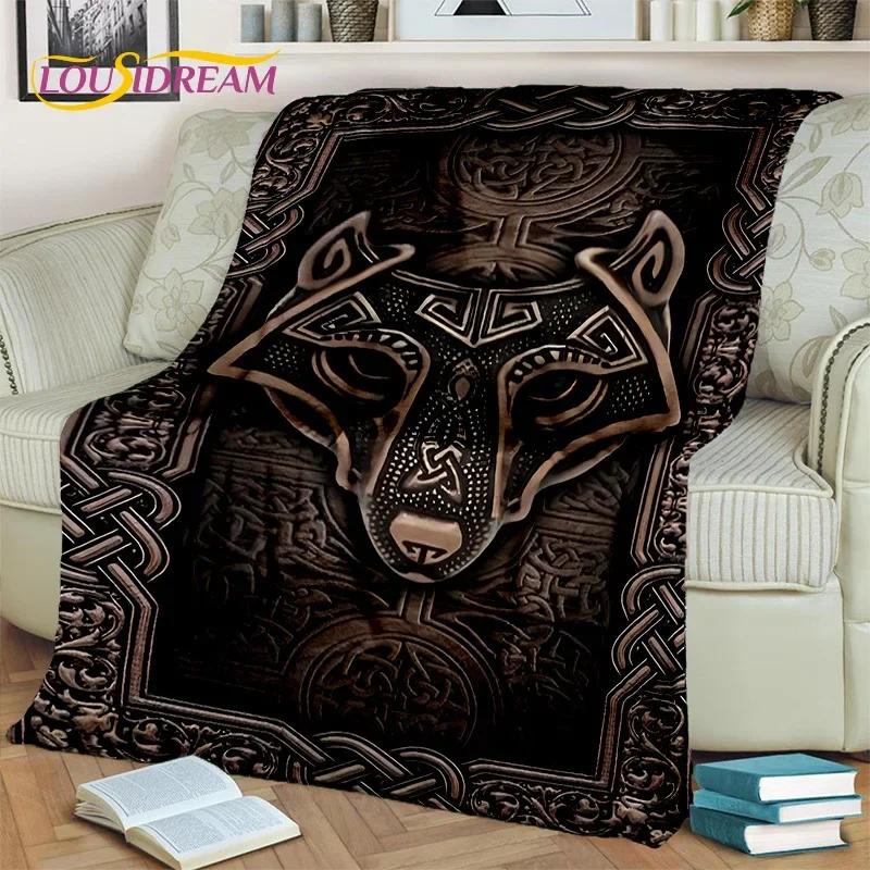 Viking Norse Mythology Fenrir Crow BlanketFlannel Throw Blanket for Home Bedroom Bed Sofa Picnic Office Hiking Leisure Nap Gift
