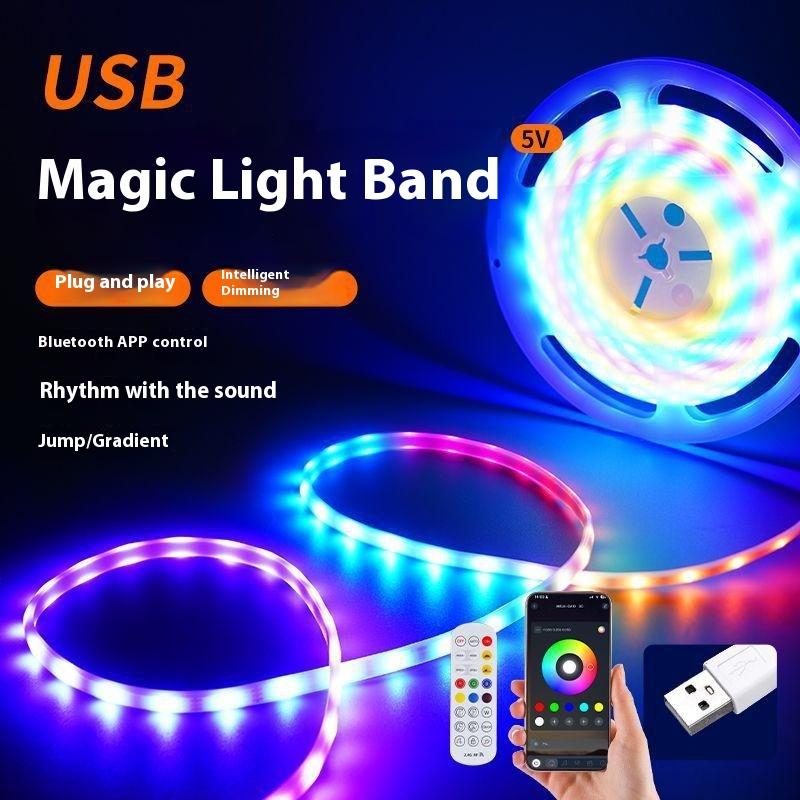 Светодиодная лента Bluetooth, настольный USB-приемник, окружающее освещение, подсветка для украшения комнаты для киберспорта, самоклеящаяся RGB-подсветка для ТВ