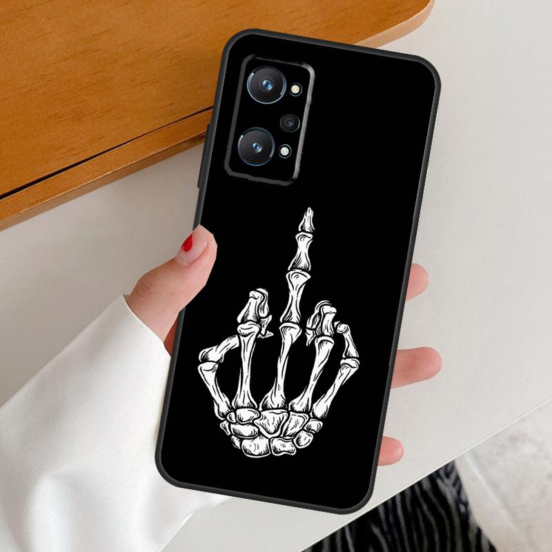 Skeleton Middle Finger For Realme C67 C55 C53 C51 C35 C33 C31 C30 C25s C21Y GT Neo 6 GT5 9 10 11 12 Pro Plus Case