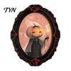 Vintage Style Magnetic Ornaments Halloween Retro Frame Refrigerator Magnet, Wood Oval Picture Fridge Magnet Cabinet Whiteboard for Home Office Kitchen