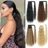 Corn Wavy Long Ponytail Synthetic for Women Hairpiece Wrap On Clip Hair Extensions Black Brown Pony Tail Blonde Hair