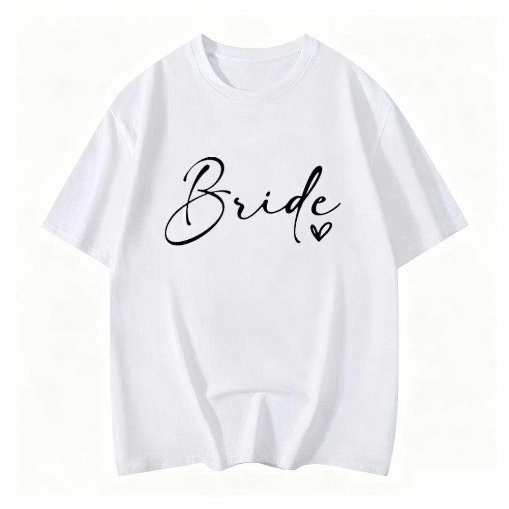 Team Bride Heart Evjf Hen Party Unisex Gropu Tshirt Girl Wedding Female Tops Tee Camisetas Mujer Female Pink White Clothes