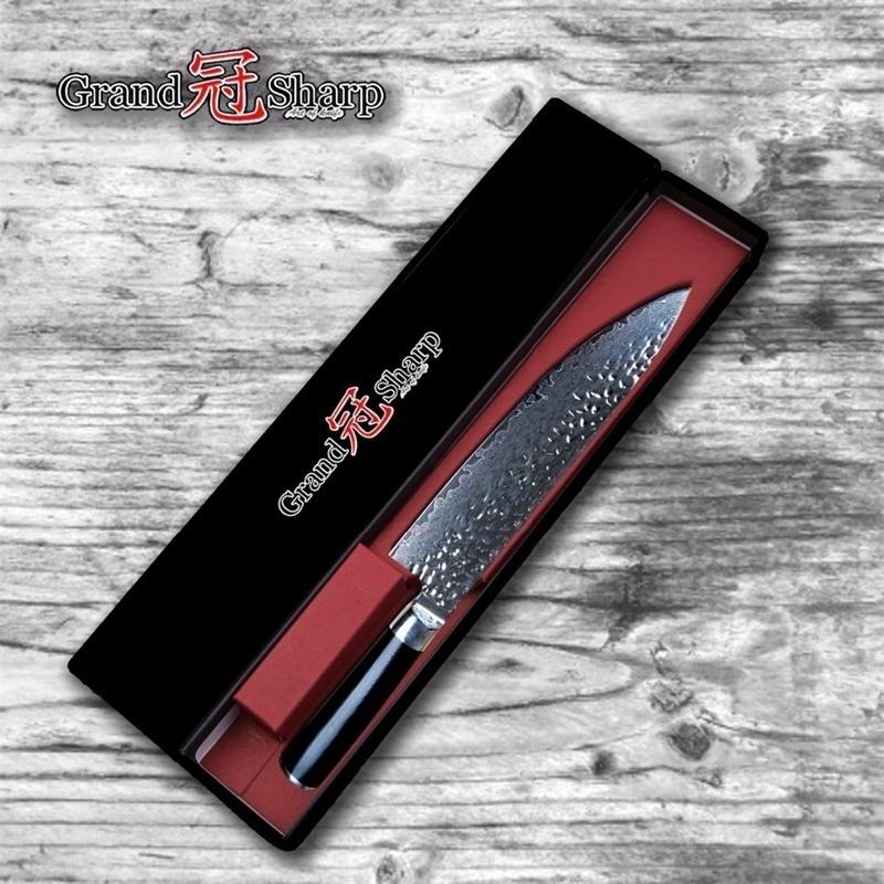 Кухонный японский нож из дамасской стали