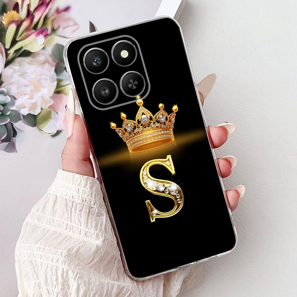 Clear For Honor 400Smart 5G LGN-NX1 Case For Honor 400 Smart Cover Luxury A-Z Letters Fashion Flowers Crown Soft Bumper Casing
