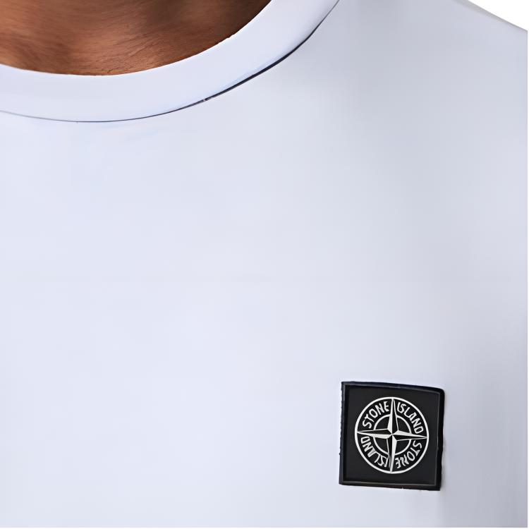STONE ISLAND Ss25 Однотонная трикотажная футболка с логотипом, удобная, облегающая, с круглым вырезом, из стиранного хлопка, однотонная, с коротким рукавом, мужская футболка K1S1521000-39S0013-V0088
