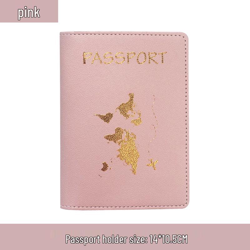 Customizable PU Leather Passport Cover with Hot Stamped Logo, Map, Luggage Tag, & Passport Holder Set