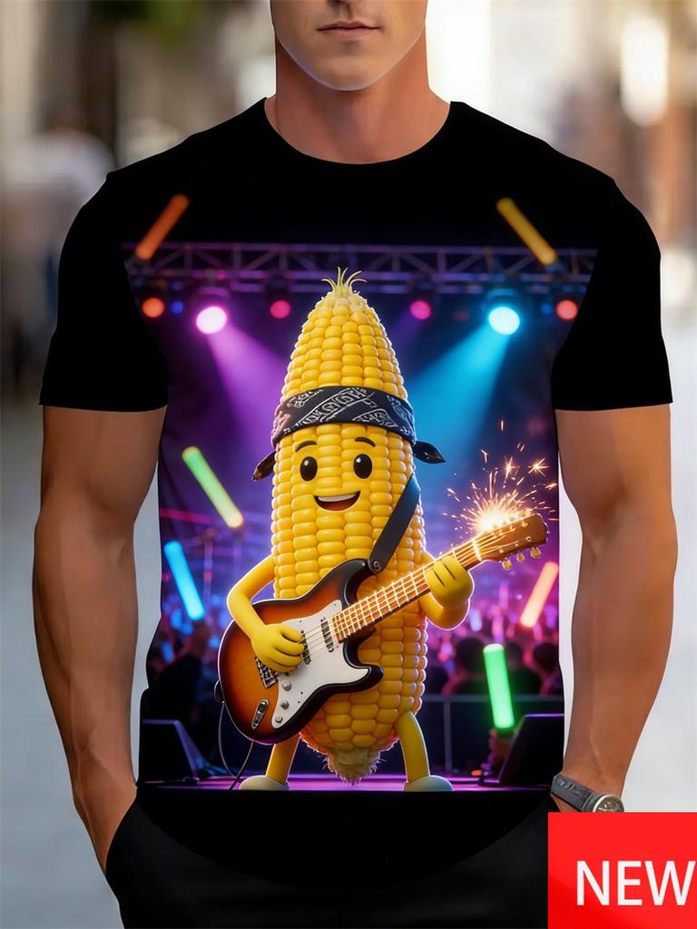 Men's Funny Vegetables Print T-Shirt Casual Short Sleeve Round Neck Tee New In Oversized Tshirts Clothes Streetwear