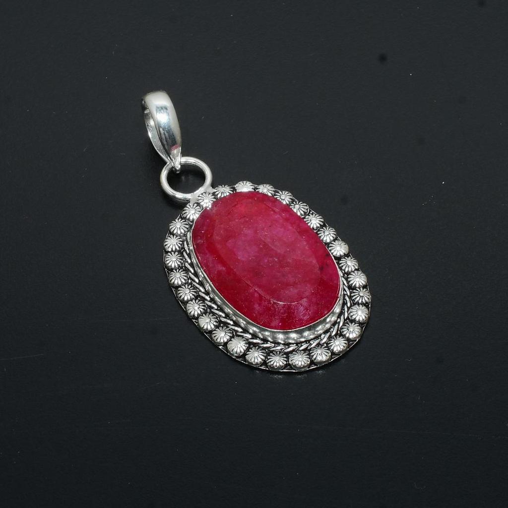 Ruby Gemstone Handmade 925 Sterling Silver Jewelry Pendant Designer Pendant Jewelry Ruby Gemstone Pendant For Gift