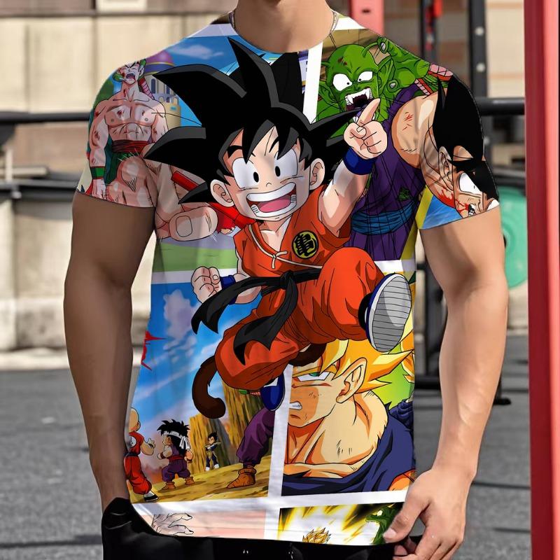 2026 Летняя Ретро Футболка Dragon Ball для Фитнеса Мужская Оверсайз 3D Печать Короткий Рукав Семейная Унисекс Детская Спортивная Футболка
