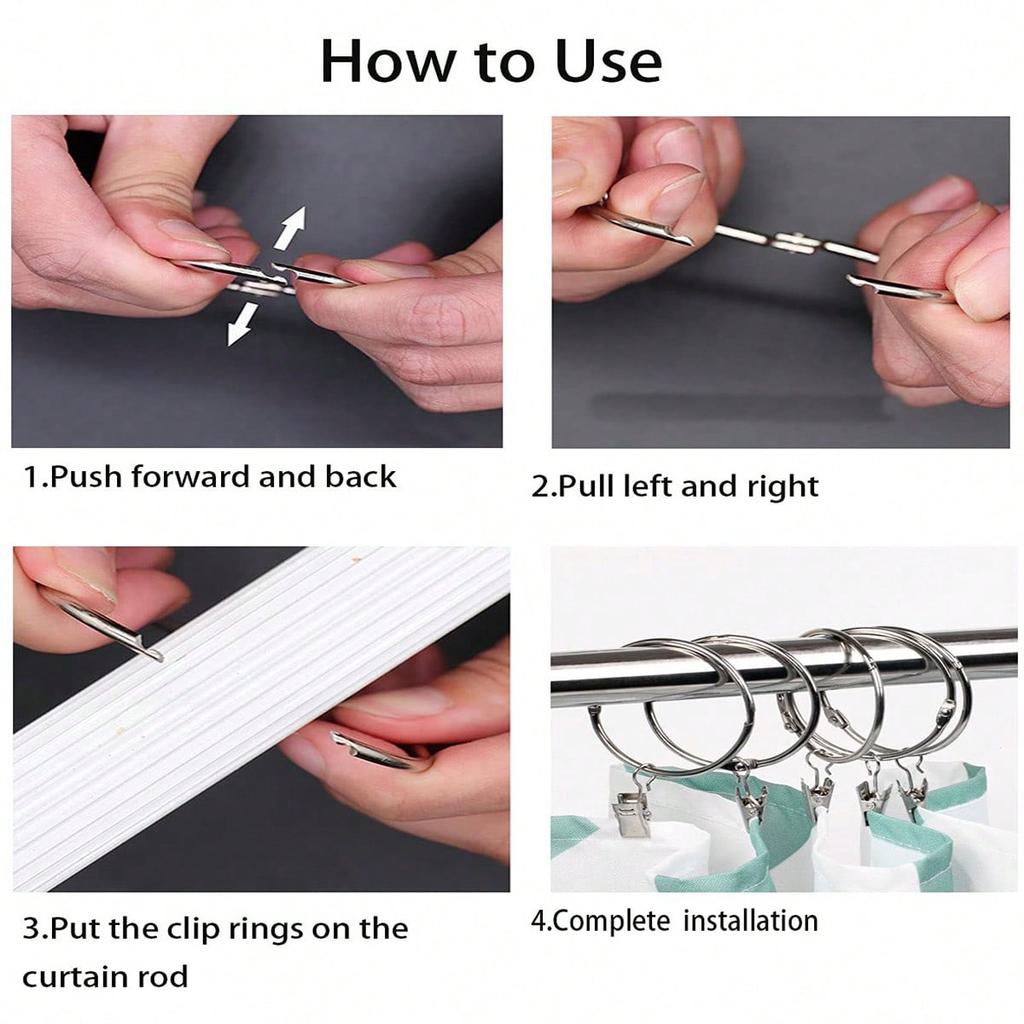 Кольца с клипсами Аксессуары для штор, Открывающиеся подвесные кольца с прочными клипсами для штор, штор для душа, крючки для римских штор