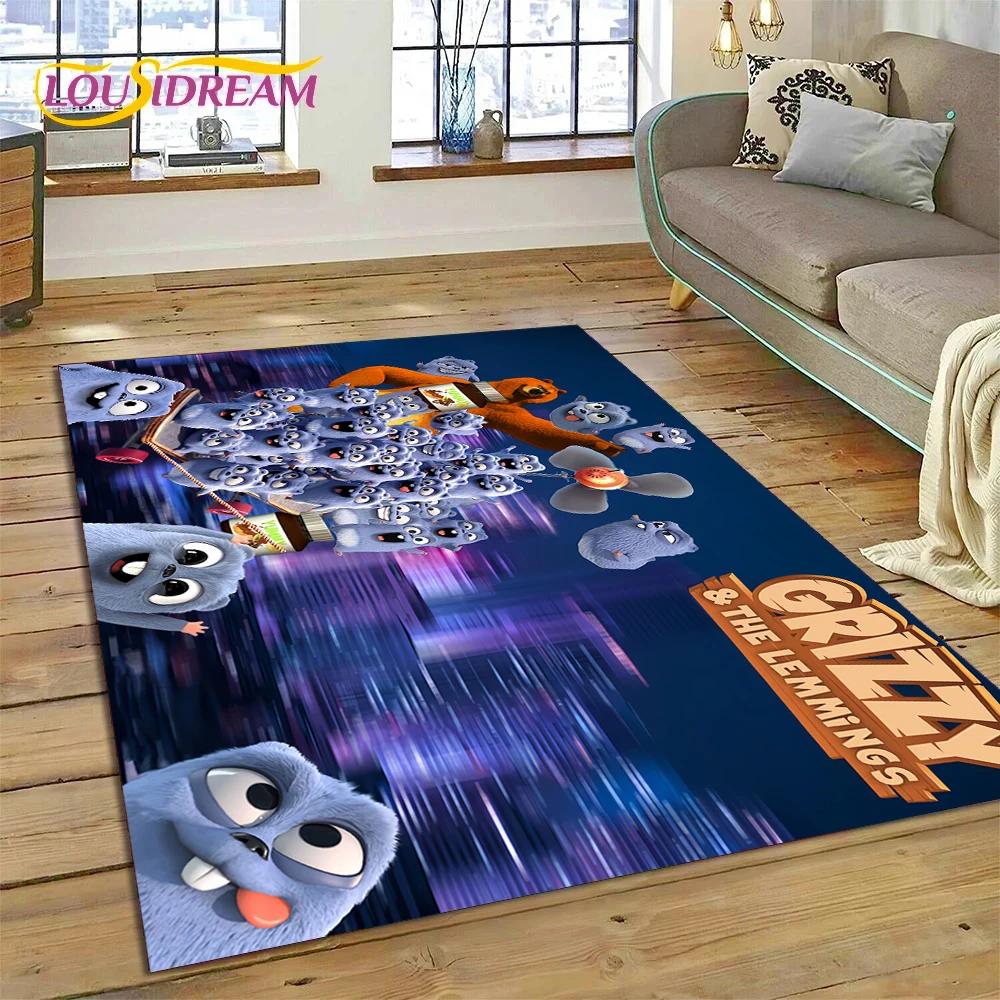 Cartoon Grizzy and The Lemmings Rug Carpet for Living Room Bedroom Home Decor,Floor Mat Non-slip Decoration for Sofa Doormat Kid