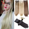16 Clips Long Straight Synthetic Hair Extensions Clips In High Temperature Fiber Black Brown Hairpiece