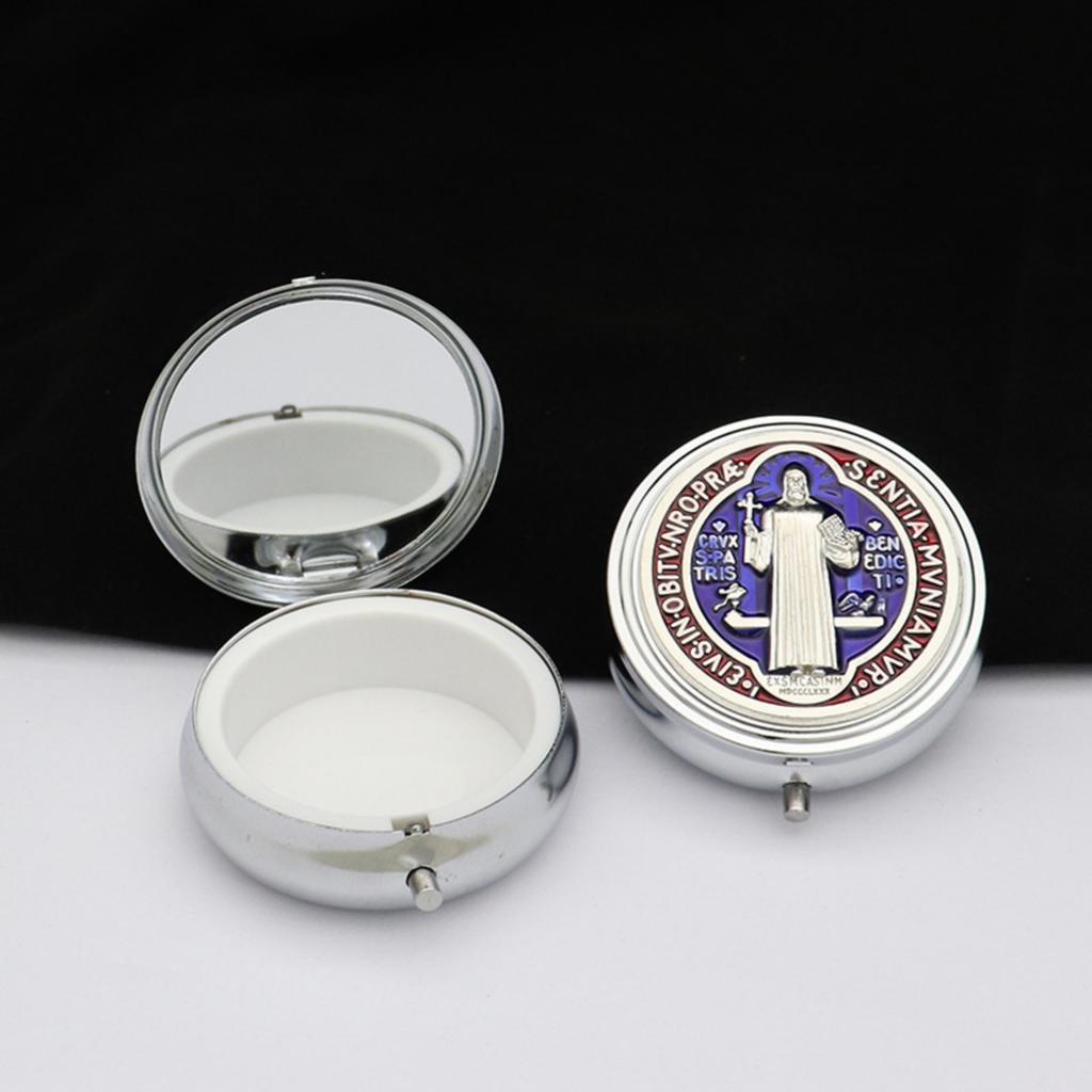 Elegant Metal Jewelry Box With Built In Makeup Mirror For Christian Home Decorations And Religious Relic Storage