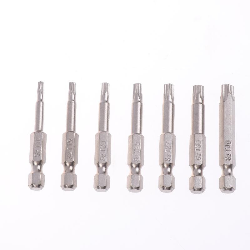 7 Pcs Magnetic Screw Driver 5 Point Screwdriver Bits 50mm 1/4" Hex Shank T10 T15 T20 T25 T27 T30 T40