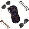 2D-Bohemian Mandala Floral Pattern Sunglasses Case, Vintage Art Print Eyeglasses Holder, Protective Zipper Eyewear Storage Box for Travel Gifts