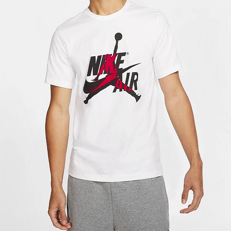 Air Jordan Jumpman Logo Print Вязаная спортивная футболка с круглым вырезом с короткими рукавами Мужские топы Белые DH9493-100