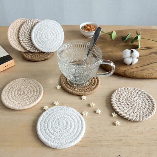 8 шт. подставки для напитков, впитывающие подставки с держателем, термостойкие хлопчатобумажные подставки, минималистичный домашний декор, защита столешницы