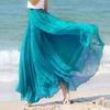 Floral Long Summer Beach Chiffon Wrap Cover Up Maxi Skirt For Women High Waisted Pleated Dancing Party Skirts