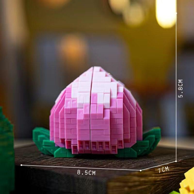 Оранжевый персик фрукты строительные блоки фруктовая модель для детской головоломки сборка игрушки дуриан микро кирпичики подарки на день рождения