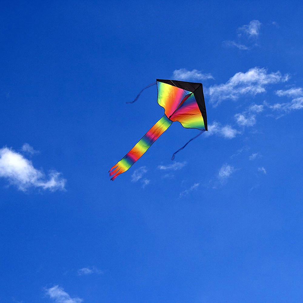 105cm Kids Large Rainbow Kite Outdoor Toys Beach Fun Durable Rainbow Kite
