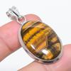 Natural Tiger Eye Gemstone 925 Sterling Silver Jewelry Pendant 1.85" S0T44