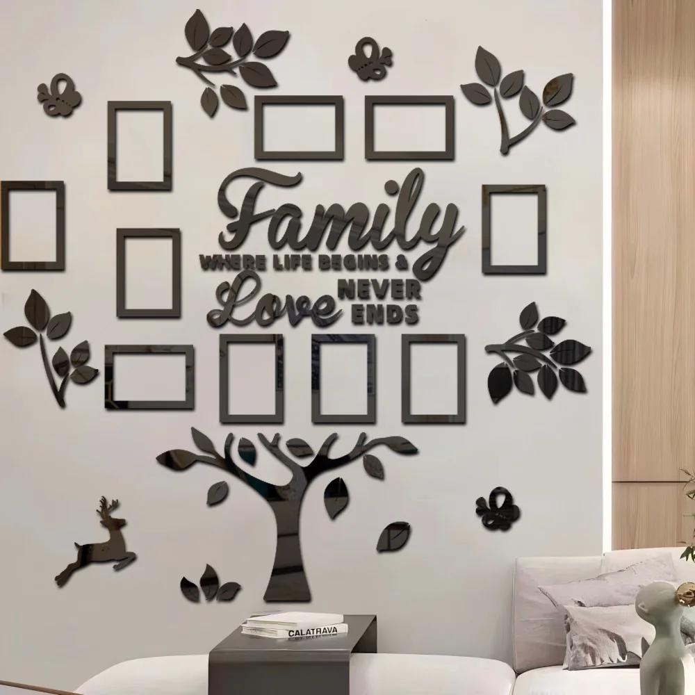 New DIY Family Picture Frame Tree Wall Stickers 3D Home Tree Wall Mirrors Photo Collage Picture Frame Stickers Home Decoration