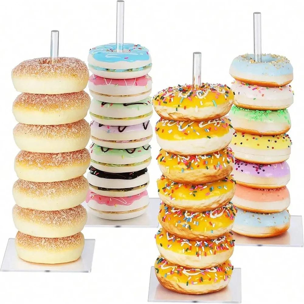 1 шт. Акриловая подставка для пончиков, Прозрачная подставка для бейглов, Подставка-башня для пончиков, Подставка для демонстрации пончиков для десертного стола, Держатель для пончиков
