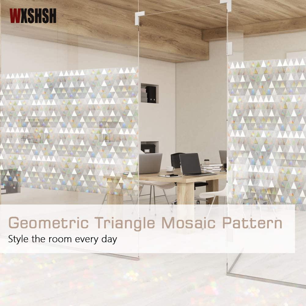 Статическая клейкая пленка с треугольным узором 3D Laser Window Film для стекла, неклеящаяся, декоративная, матовая, конфиденциальная, похромная для спальни, винил