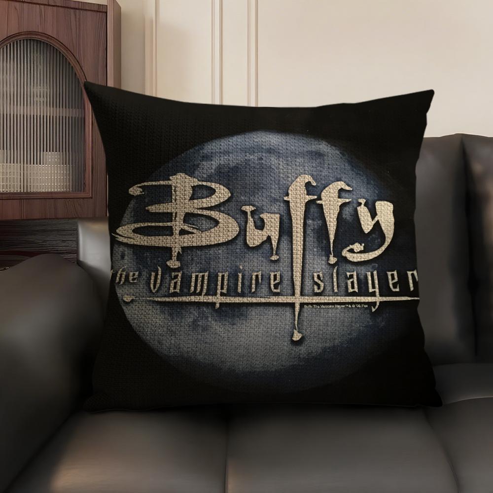 BBuffy Vampire Slayer  Cushion Cover Natural Linen Organic Fabric DoubleSided Printing Sofa Home Decor Gift Pillow Case