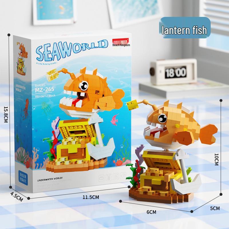 Совместимо с Lechaochao Lechuang Shark Model Marine Life Building Blocks Toy для детей