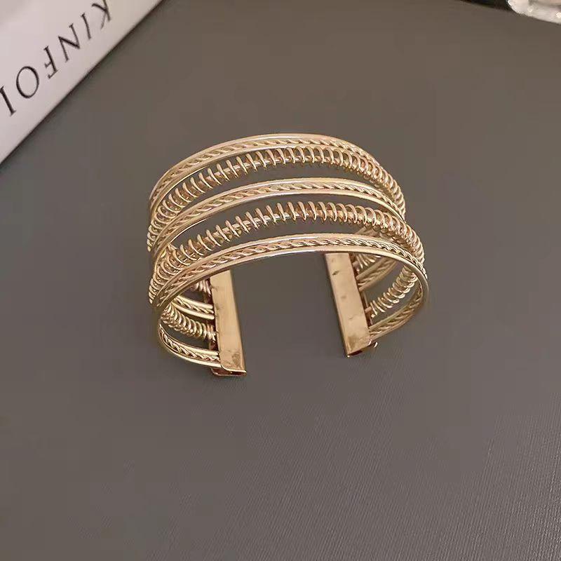 Metal Hollow Bracelet European and American Style Arm Ring Geometric Exaggerated Design Jewelry Fashion Simple Versatile Accessories