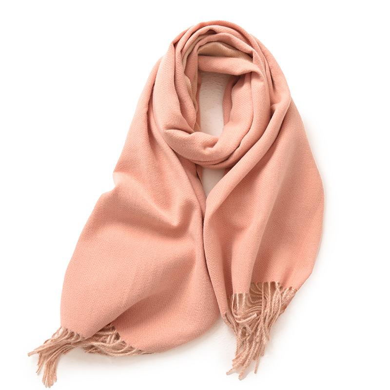 Double-Sided Solid Color Macaron Scarf For Women, Imitation Cashmere Tassel To Keep Warm In Winter