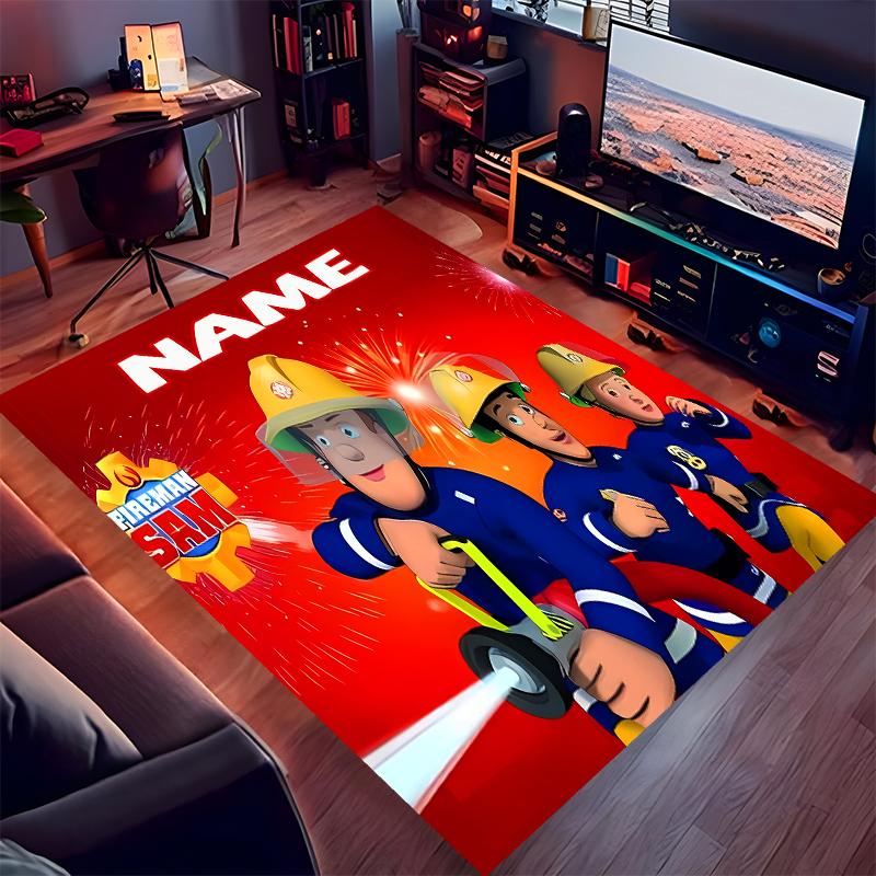 Custom personalization Fireman Sam Print Area Rug - Soft, Washable Non-Slip Indoor Mat,Living Room,Home&Office Decorative Rug
