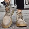 Высококачественные классические ботинки на шнуровке средней высоты, повседневные мотоциклетные ботинки, теплые износостойкие рабочие ботинки для улицы, короткие мужские ботинки