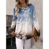 Women's T Shirt Tee Daily Casual Long Sleeve Blue Fall Winter