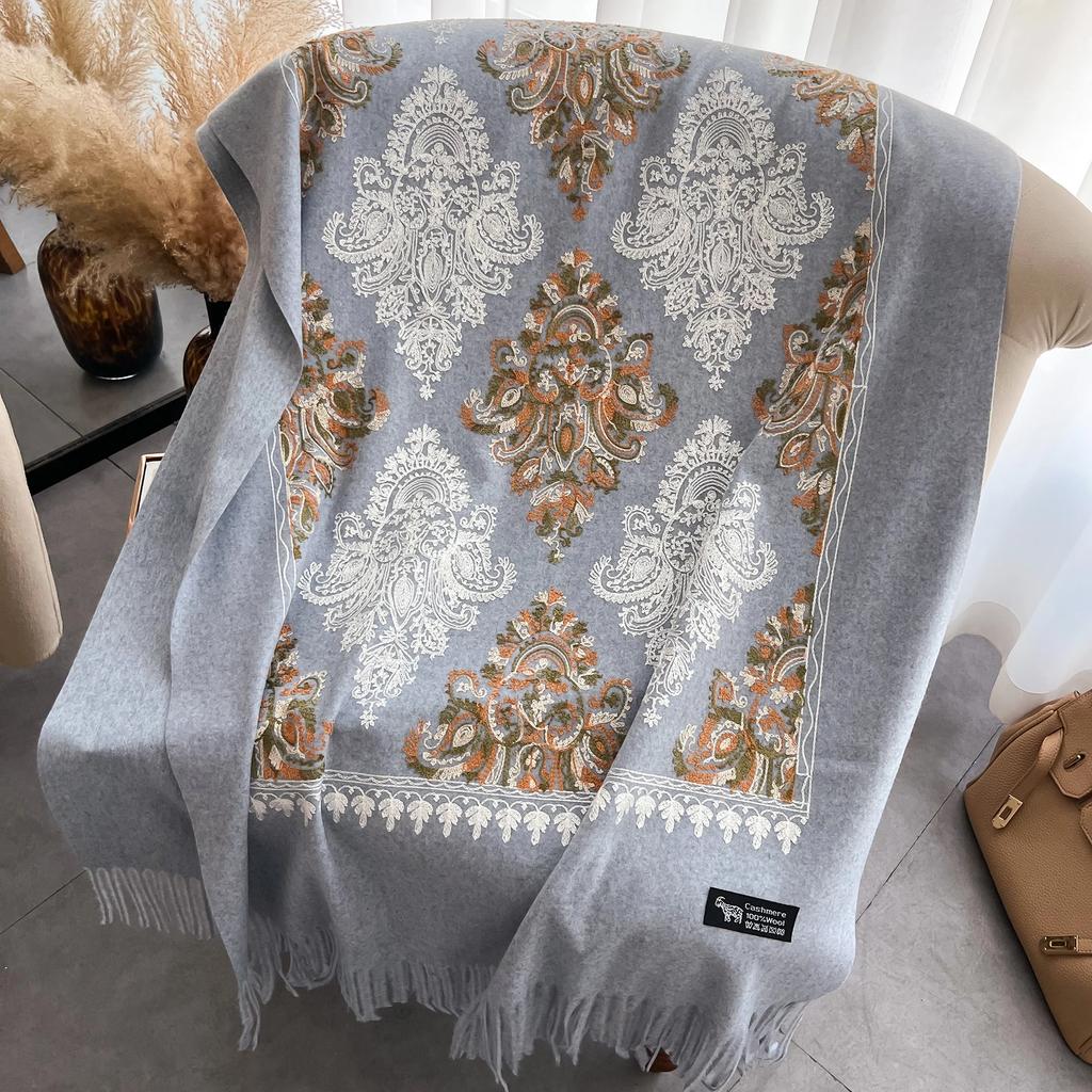 Winter Warm Cashmere Scarf for Women Embroidery Pashmina Blanket Thick Shawl Wrap Neckerchief Fashion Bufanda Echarpe Poncho
