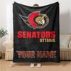 Name Custom Ottawa Senators Print Flannel Blanket High Quality Warm Comfortable Cover for All Seasons Perfect for Gifts Home Decor