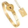 Stainless Steel Heart Lock Bracelets Gold Silver Key Pendant Necklace  Jewelry Gift
