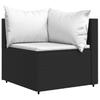 vidaXL Garten-Ecksofa mit Kissen Schwarz Poly Rattan