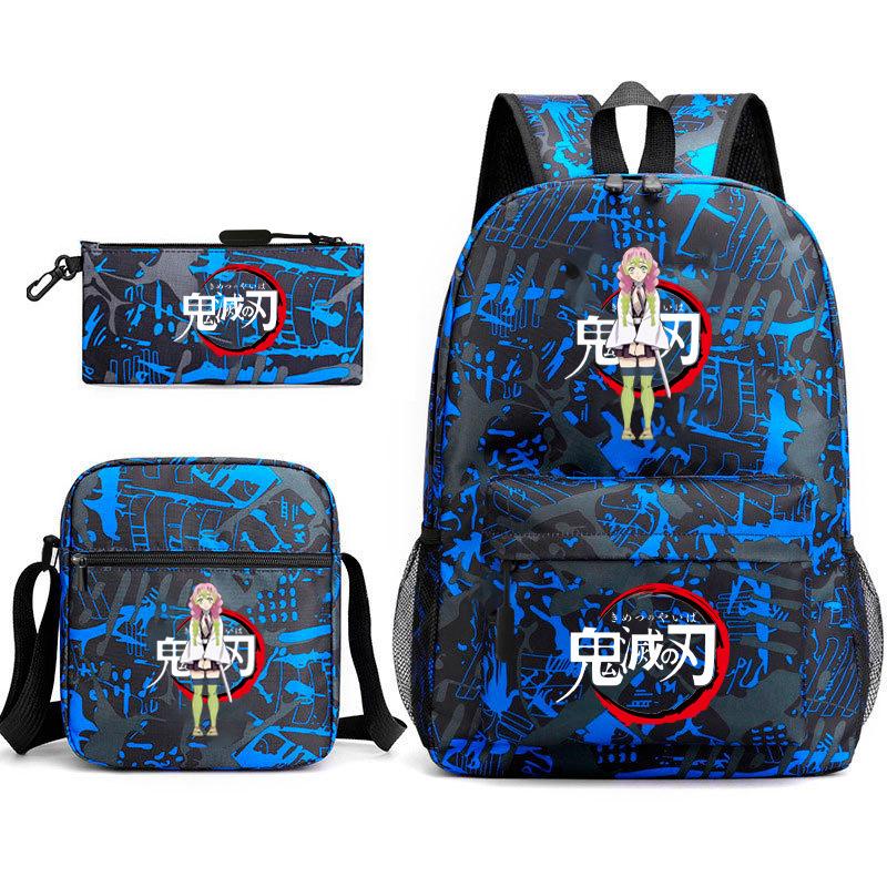 New Schoolbag Animation Three-piece Set Heat Transfer Schoolbag Small Shoulder Pencil Bag Primary and Secondary School Students Backpack