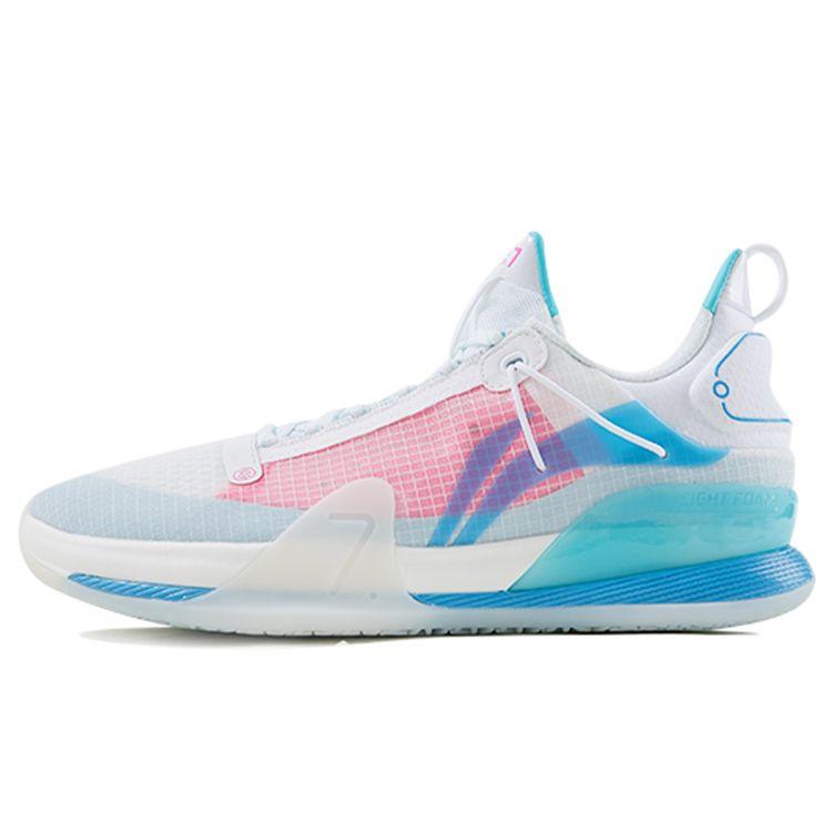 Li Ning Flash 7 Premium PE Daily Sports Versatile Wear Durable Breathable Low Top Basketball Shoes Men Sneaker White Blue Pink ABAR017-C