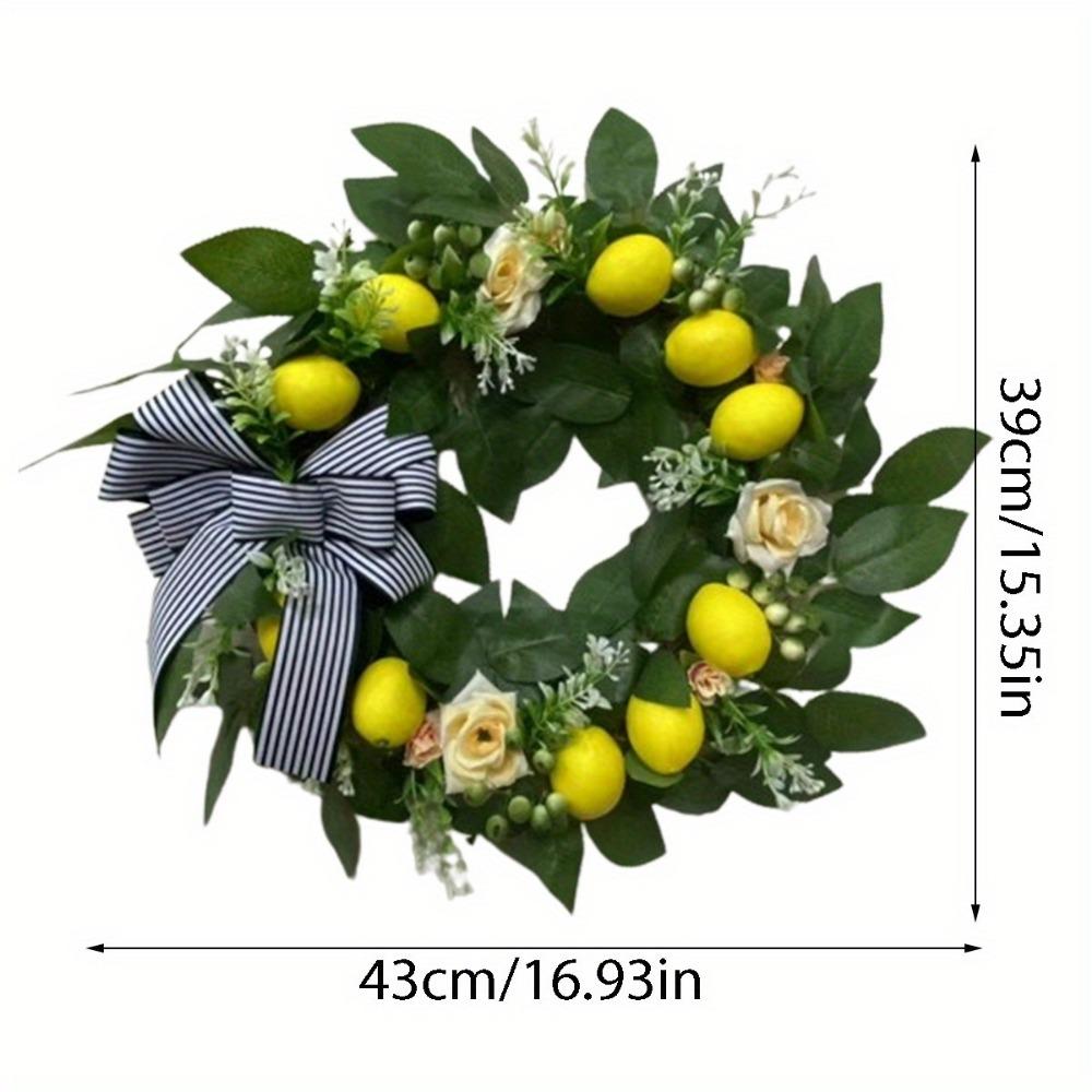 Front Door Peony Hydrangea Artificial Lemon Wreath Green Leaves Wreath with Berries Wreath Spring Summer Wreath for Wall Window Party Decor