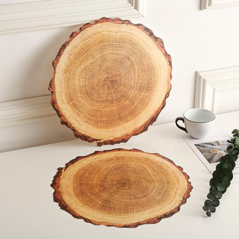 1pc PVC Place Mats Round Rustic Brown Charger Place Mat for Farmhouse Tan Table Setting Summer Spring Fall Wedding Dinner Party Decor