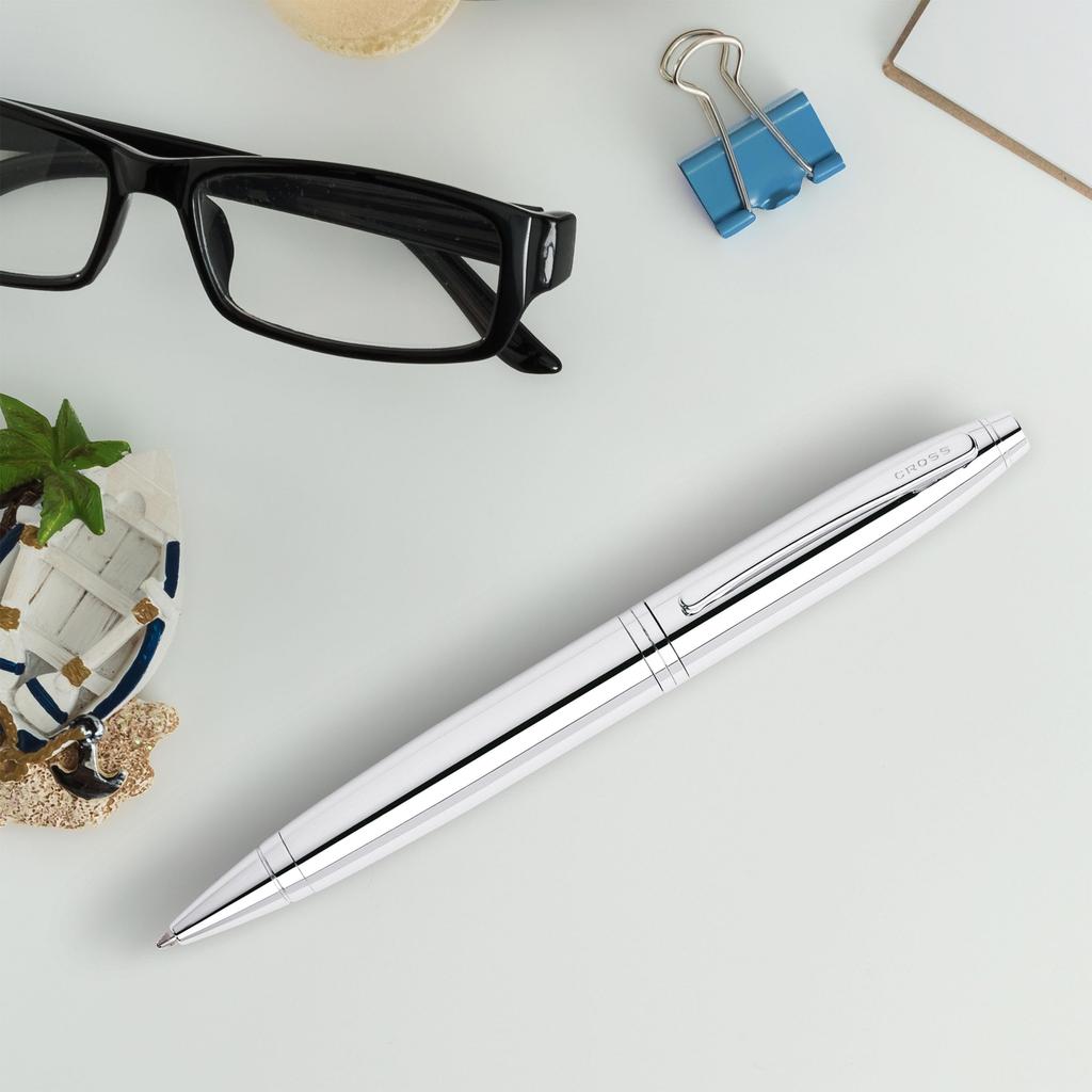 Шариковая ручка CROSS Karei Pure, официально импортированная, на масляной основе, хром, AT0112-1,