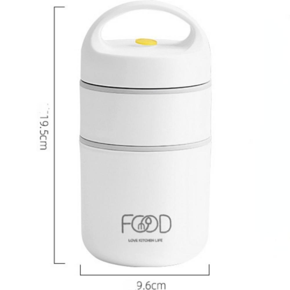 2-Tier Breakfast Warmer Soup Cup Insulated Lunch Bag Vacuum Thermal Lunch Box 304 Stainless Steel